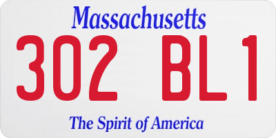 MA license plate 302BL1