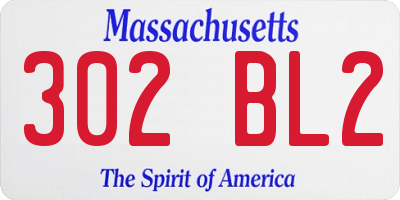 MA license plate 302BL2