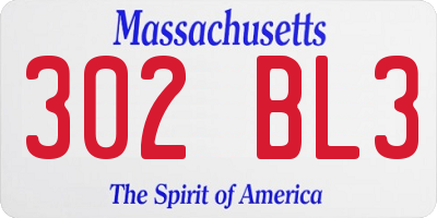 MA license plate 302BL3