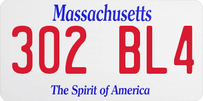 MA license plate 302BL4