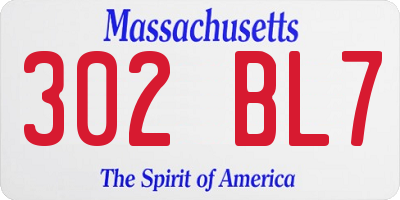 MA license plate 302BL7