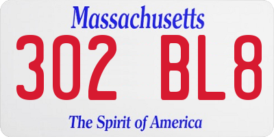 MA license plate 302BL8
