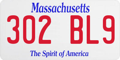 MA license plate 302BL9