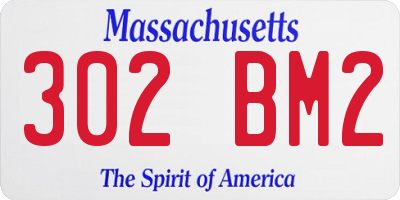 MA license plate 302BM2