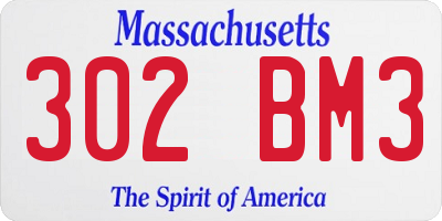 MA license plate 302BM3