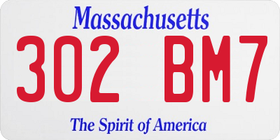 MA license plate 302BM7