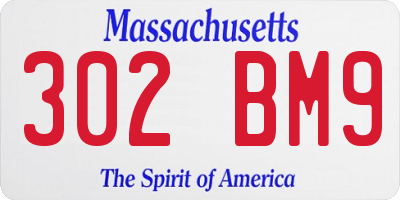 MA license plate 302BM9