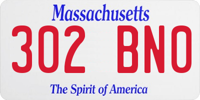 MA license plate 302BN0