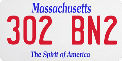 MA license plate 302BN2
