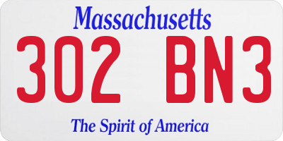 MA license plate 302BN3