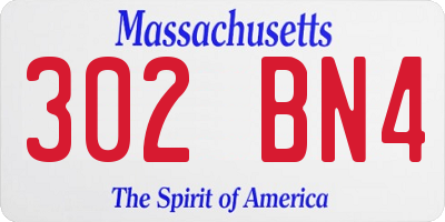 MA license plate 302BN4