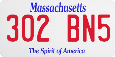 MA license plate 302BN5