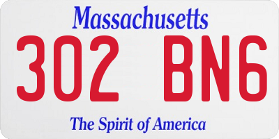 MA license plate 302BN6