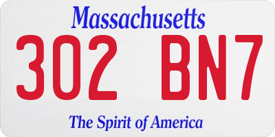 MA license plate 302BN7
