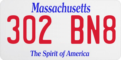 MA license plate 302BN8