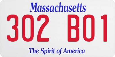 MA license plate 302BO1