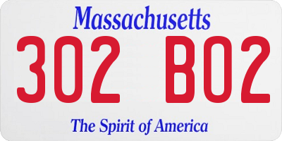 MA license plate 302BO2