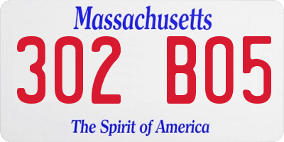 MA license plate 302BO5