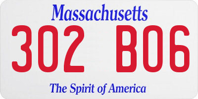 MA license plate 302BO6