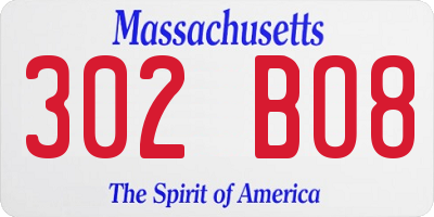 MA license plate 302BO8
