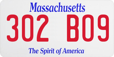 MA license plate 302BO9