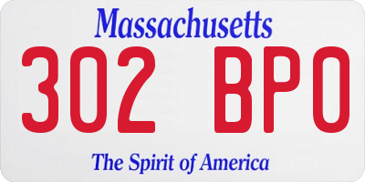 MA license plate 302BP0