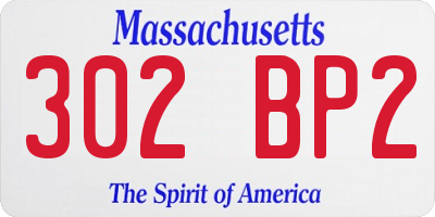 MA license plate 302BP2