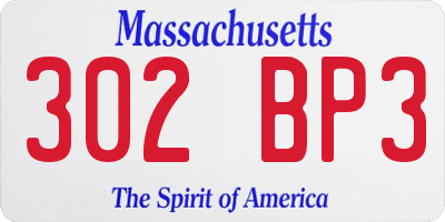 MA license plate 302BP3
