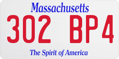 MA license plate 302BP4