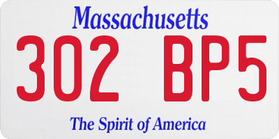 MA license plate 302BP5