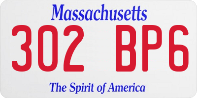MA license plate 302BP6