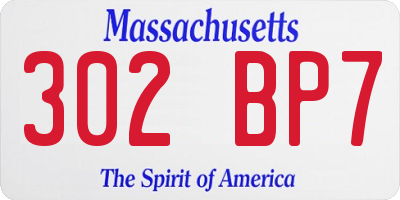 MA license plate 302BP7