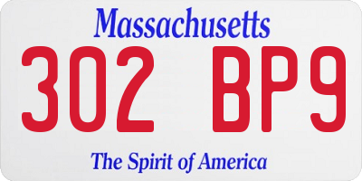 MA license plate 302BP9
