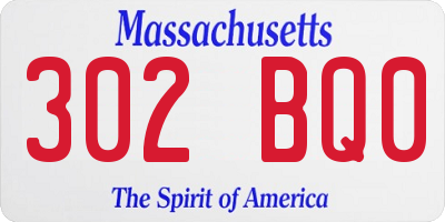MA license plate 302BQ0