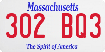 MA license plate 302BQ3