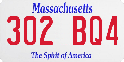 MA license plate 302BQ4