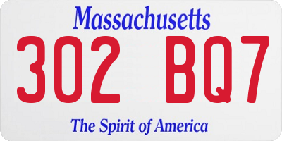 MA license plate 302BQ7