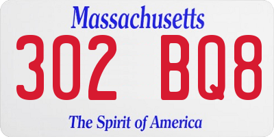 MA license plate 302BQ8