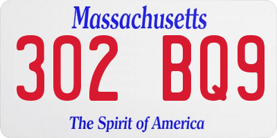 MA license plate 302BQ9