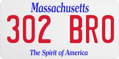 MA license plate 302BR0