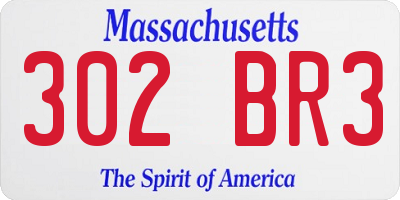 MA license plate 302BR3
