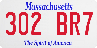 MA license plate 302BR7