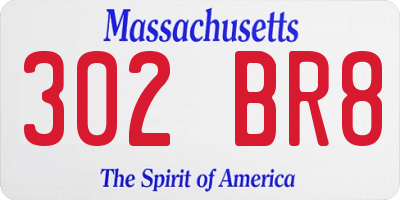 MA license plate 302BR8