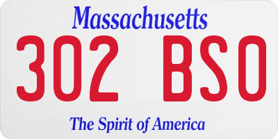 MA license plate 302BS0