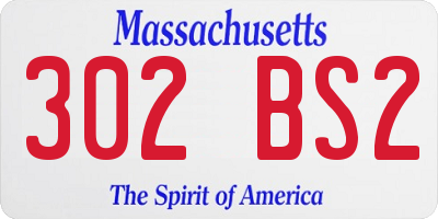 MA license plate 302BS2