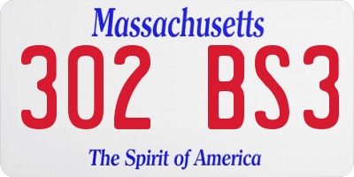 MA license plate 302BS3