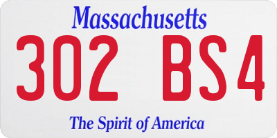 MA license plate 302BS4