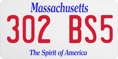 MA license plate 302BS5