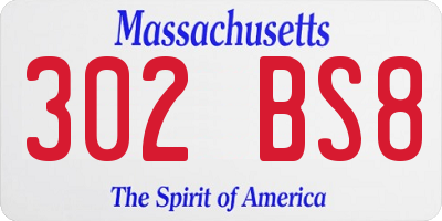 MA license plate 302BS8
