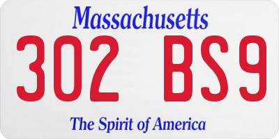 MA license plate 302BS9